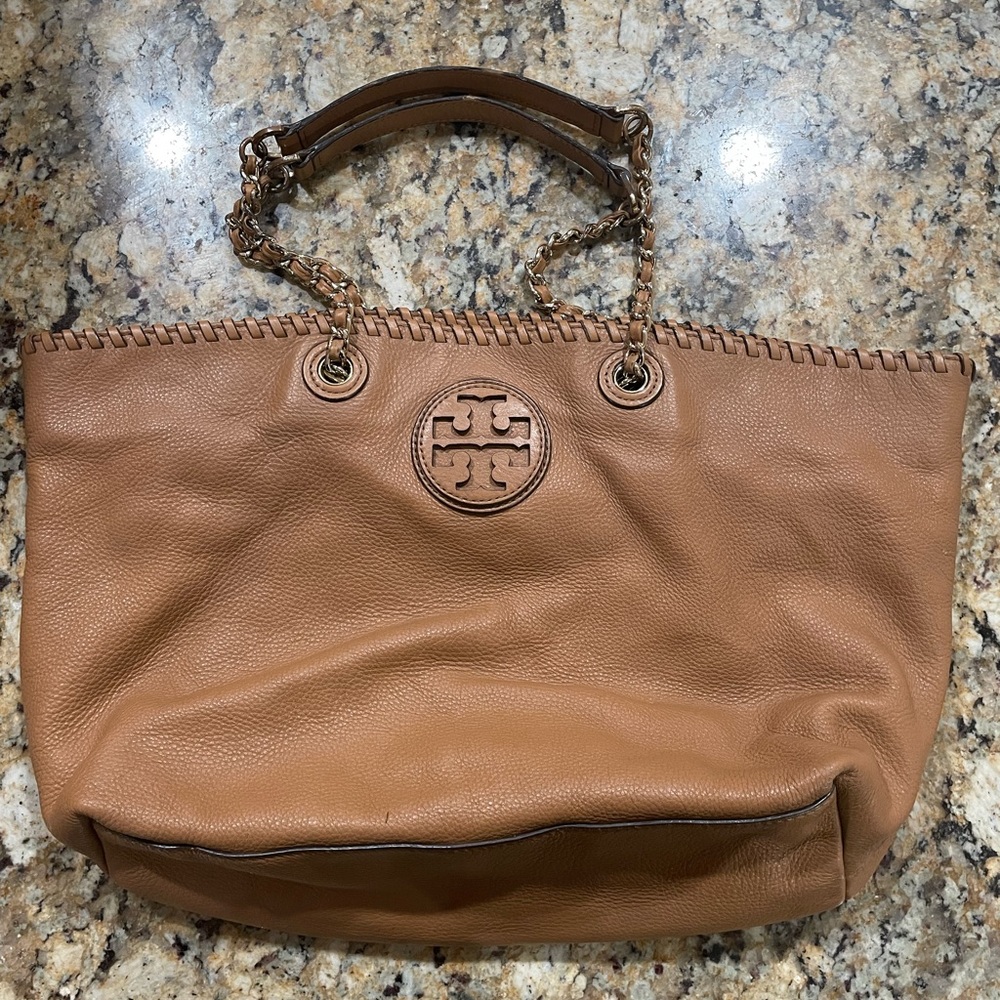 Tory Burch Royal Tan Pebbled Leather #60 - Picture 4 of 4